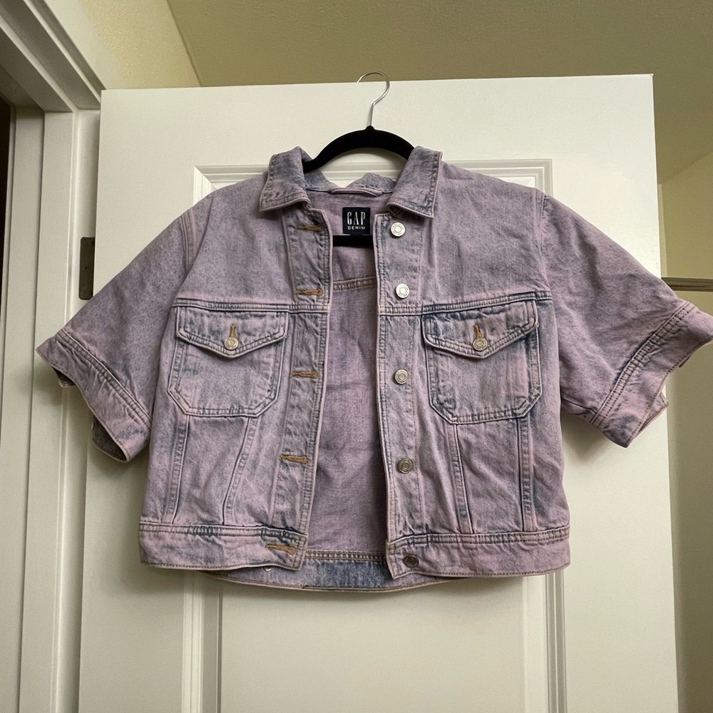 Gap Cropped Denim Short Sleeve Vest